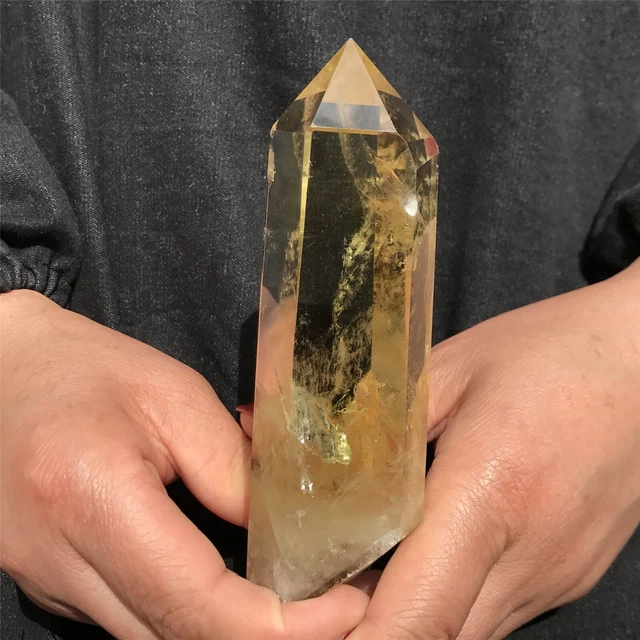 0.72LB TOP!Natural smoky citrine quartz obelisk crystal point wand tower healing