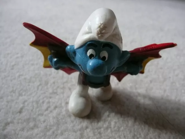 Vintage Smurfs Hang Glider Flying Wings Figure 70'S Original Peyo W.germany