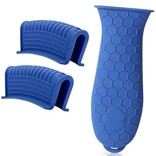 Soporte de mango caliente de silicona para hierro fundido, paquete de 3 mangas antideslizantes con mango de olla