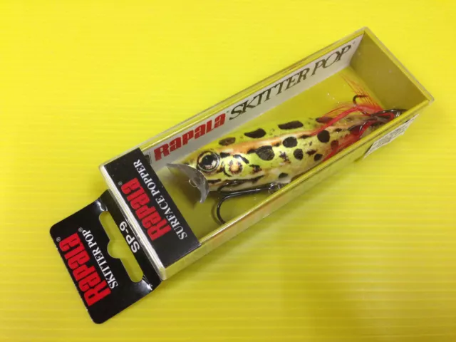 Rapala Skitter Pop SP-9 LFL, Live Leopard Frog Color Surface Popper Lure, NIB.