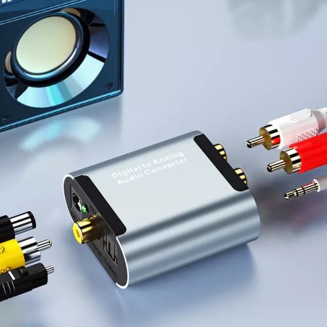 Optical Coaxial Toslink Digital to Analog Stereo Audio Converter Adapter RCA R/L