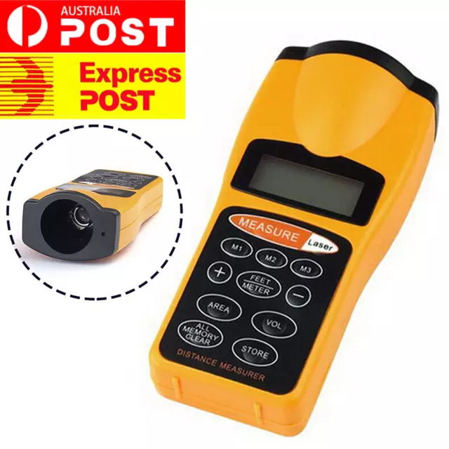 Ultrasonic Distance Tape Measurer Laser Pointer Meter Measure to 60ft Metre AUS