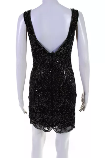 Minuet Women's V-Neck Sleeveless Beaded Sequin Bodycon Mini Dress Size S 3