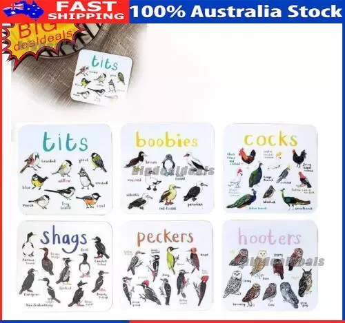 1 Set of 6 Bird Pun Coasters Funny Coasters Table Protect Cup Mugs Mat for Drink