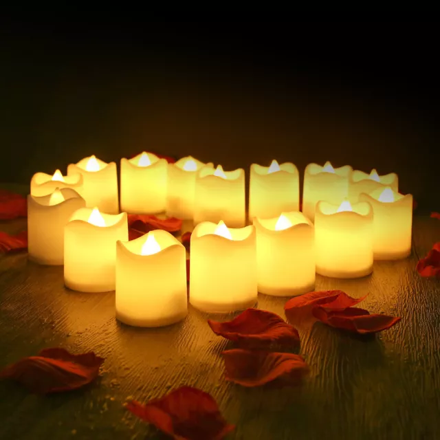 24/48X Flameless LED Tea Lights Votive Candles Lamp Decor Battery Operated Set 2