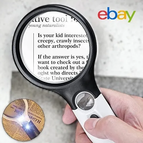 Magnifying Glass With 3 LED Light 45X Magnifier Handheld Reading Jewelry Loupe