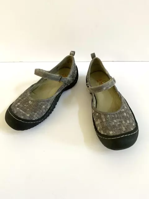 J Sport by Jambu Cara Gray Mary Jane Shoes Women's Vegan Woven Flats Size 6 M