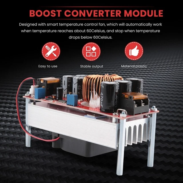 1500W 30A DC-DC Boost Converter Module 10-60V to 12-97V Voltage Step Conver G6S7 2