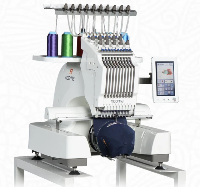 NIB RICOMA EM-1010 Embroidery Machine 10 Needle New-in-Box with Extras & Stand