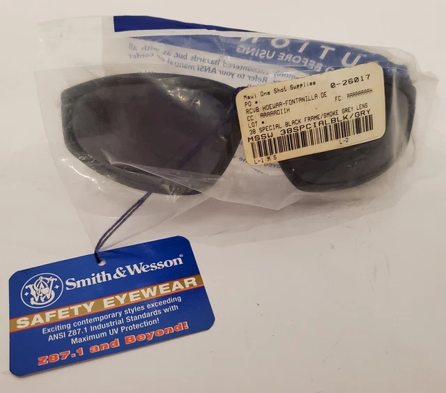 NOS Smith & Wesson 38 Special Safety Glasses with Smoke Lens ANSI Z87.1 Rated