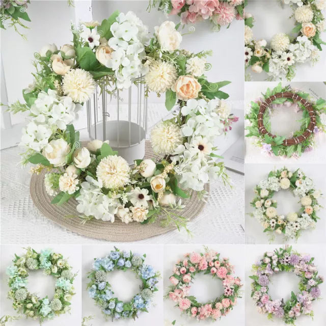 40cm Large Artificial Flower Wreath Spring Summer Door Wreath Garden Wedding