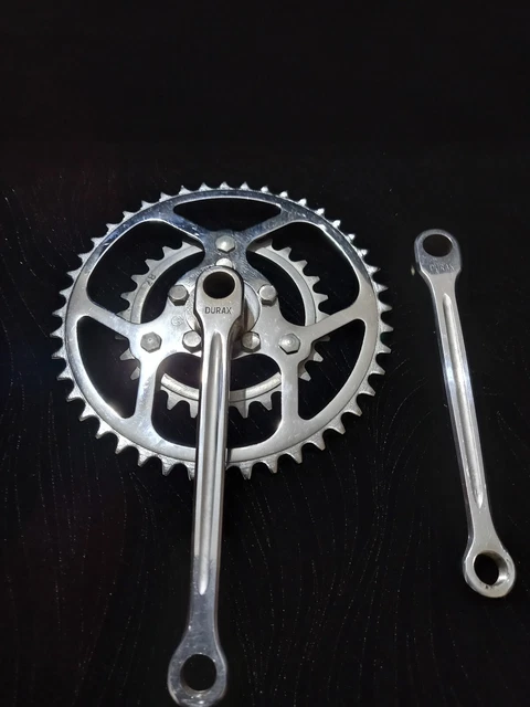 Pédalier Vintage Double Plateau Acier - Chaînes Type Simplex/Durax - Longueur Manivelle 170 Mm