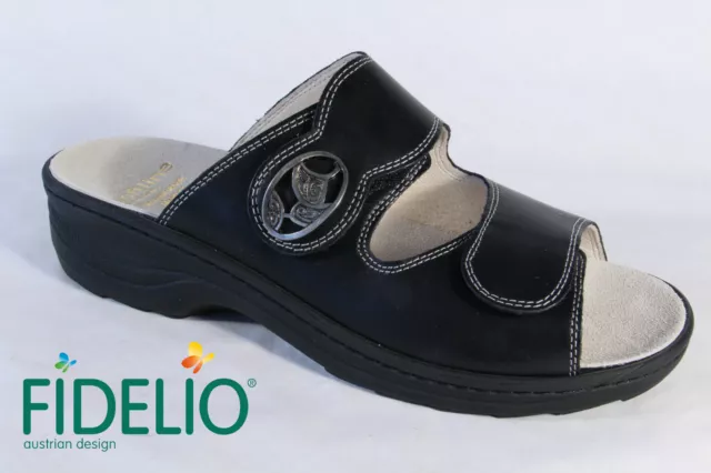 Fidelio Sandalias de Mujer Sandalias Cuero Negro Plantilla Piel 23411 Nuevo