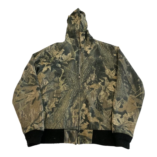Vintage Muleskins Thermal Camo Waffle Hoodie Full Zip Made In USA Sweatshirt M