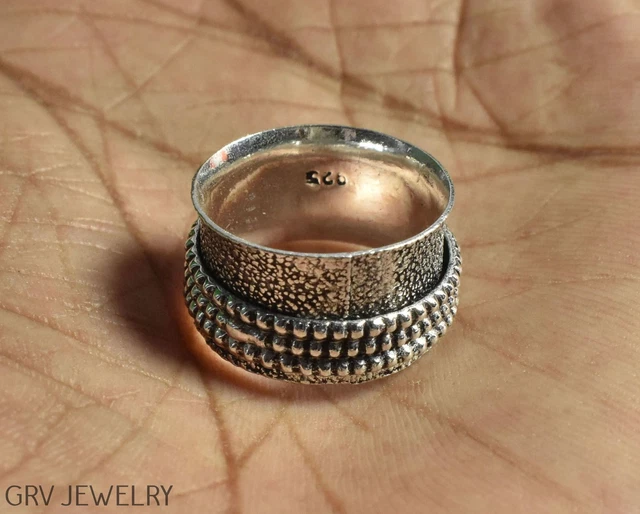 Handmade Spinner Ring Ethnic Jewelry 925 Silver Plated Us Size 4.5" R021-A121