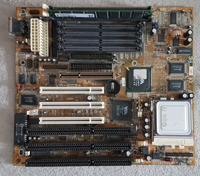 Vintage SS7 Baby AT motherboard: FIC VA-503+ Performance killer AMD K6-2 400