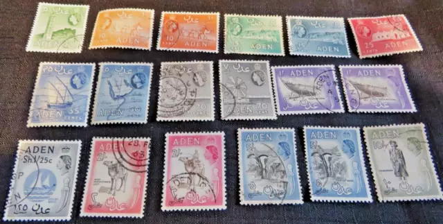 Aden - Elizabeth II - 1953 - Part Set 18 Used Stamps LH - SG: 48-69