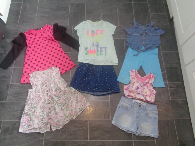 pacchetto vestiti ragazze-3-4 anni-abito maglione, gonna denim + pantaloncini, leggings + 4 top