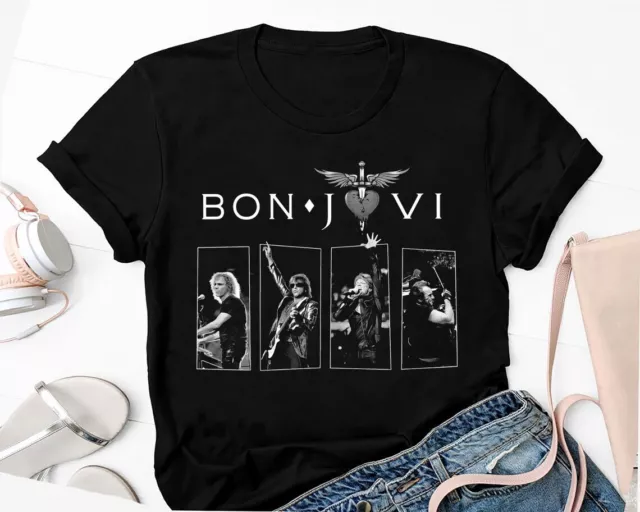 Bon Jovi Rock Band Music Black Cotton T-shirt B56464