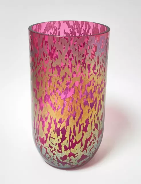 Royal Brierley Studio Metallic Iridescent British Art Glass Vase Signed