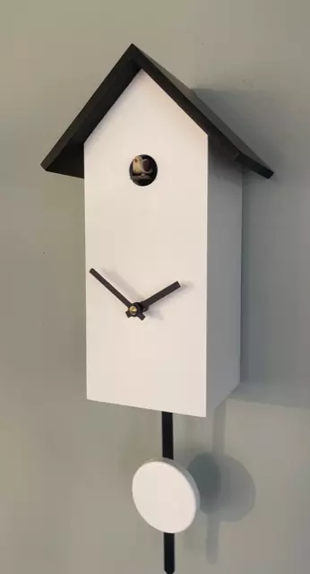cuckoo clock germany  wood white black design quartz battery operated modern
