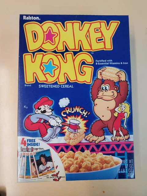 Vintage 1983 RALSTON DONKEY KONG EMPTY CEREAL BOX -  Original