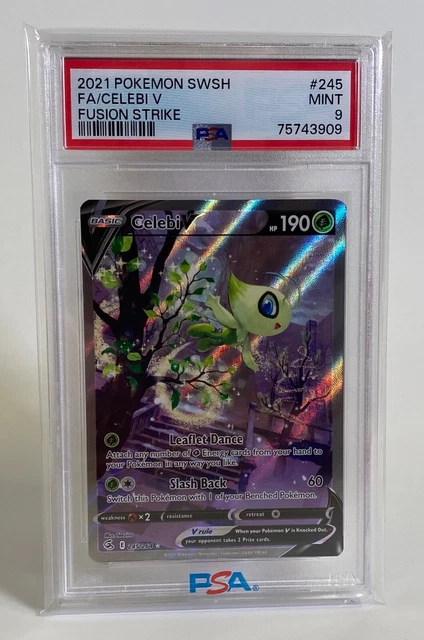Celebi V Full Art #245 - Pokemon Swsh Fusion Strike - Psa Graded 9 Mint