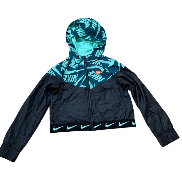 Nike Girls Swoosh Windbreaker Sweatshirt Full Zip Hoodie Medium