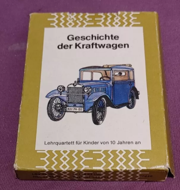 DDR QUARTETT -GESCHICHTE der KRAFTWAGEN- LEHRMITTEL PÖSSNECK 1990 - 1A ZUSTAND