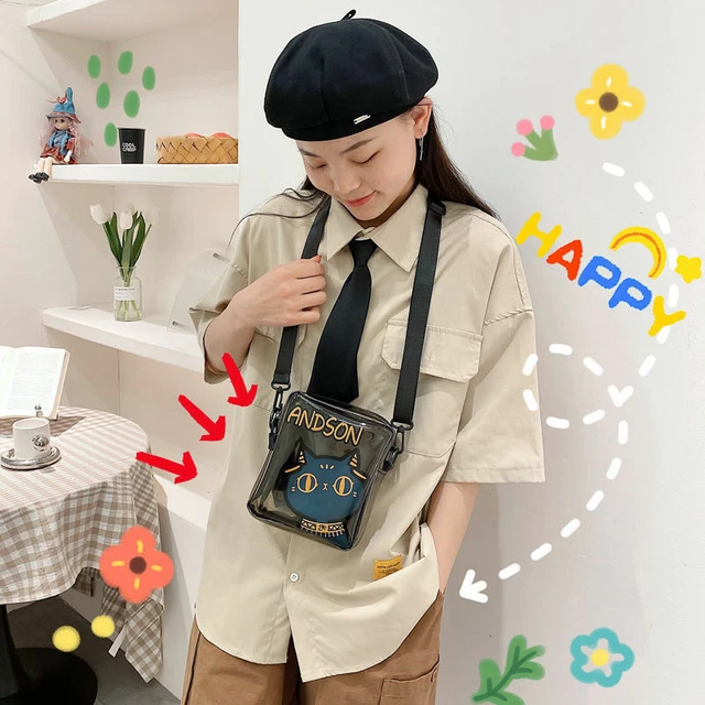 Lady Girl Woman Andson Cat Cute Transparent Purse Shoulder Messenger Hand Bag 4