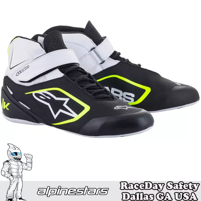 Alpinestars TECH-1 K V2 Kart Race Shoes Black/White/Yellow Fluo 2712022-125