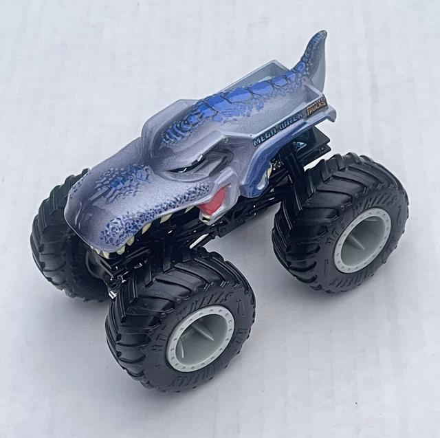 RARE CAMION HOT Wheels Monster Jam gris MEGAWREX 164 requin dinosaure Thaïlande EUR 12,42