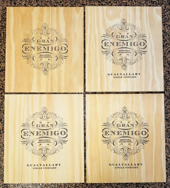 GRAN ENEMIGO Argentina Wine Box Top Lid WOODEN WINE WALL Panel Imported 13 x 12
