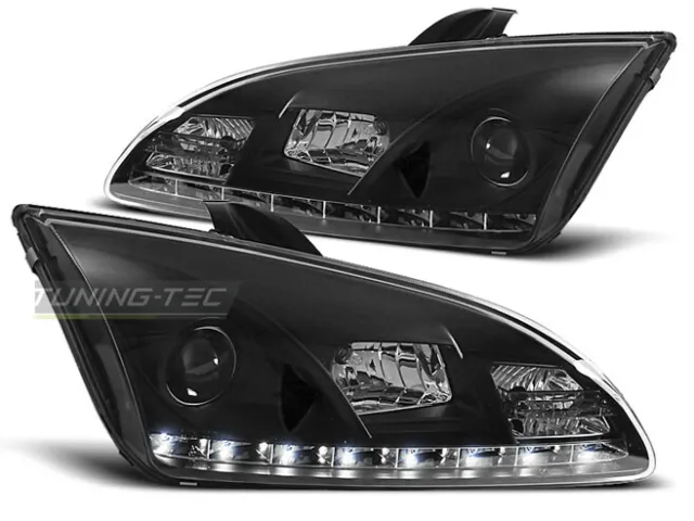 Scheinwerfer LED Tagfahrlicht Optik für Ford FOCUS MK2 2 C307 2004-2008 Schwarz