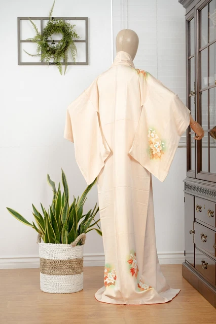 Dear Vanilla Japanese Silk Kimono Women's Robe Gown Authentic Japan Vintage Mint 10