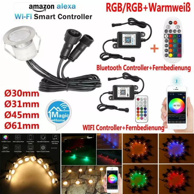 WIFI BT RGB/RGB+Warmweiß LED Boden Einbaustrahler Leuchte Außenlampe Minispot
