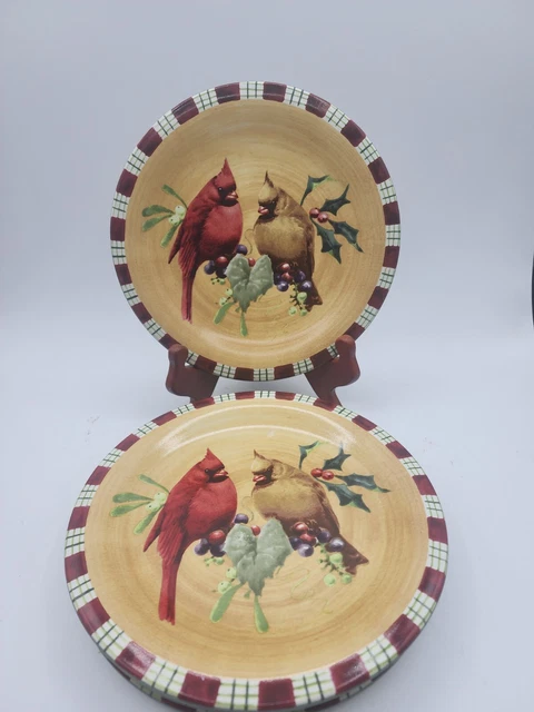 Set of 4 Lenox Cardinal Winter Greetings Everyday Salad plates 8 1/2”