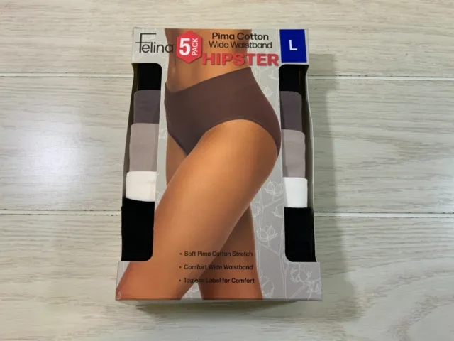 FELINA PIMA COTTON Wide Waistband Stretch Hipster 5 Pack Size S K9 $18.49 -  PicClick