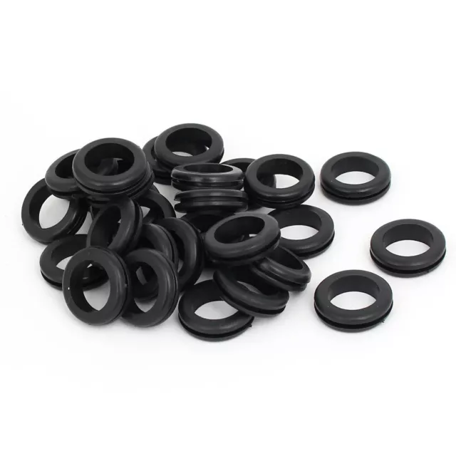 Rubber Ring Sealing Grommet Electrical Wiring Gasket Black 16mm Inner Dia 30pcs