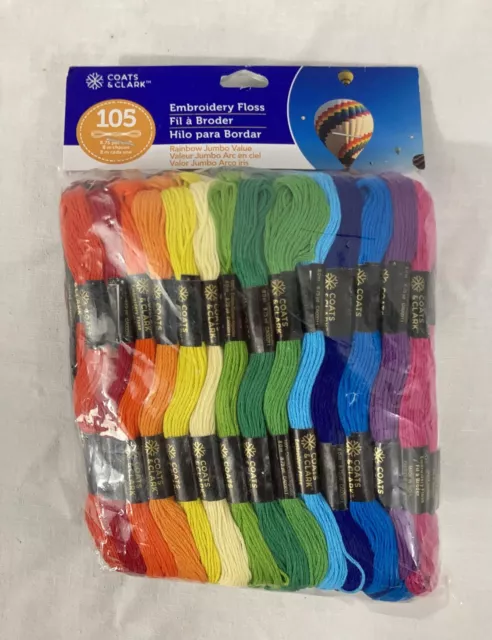 Coats & Clark Cotton Embroidery Floss - 105 pc, Multicolor, Sealed