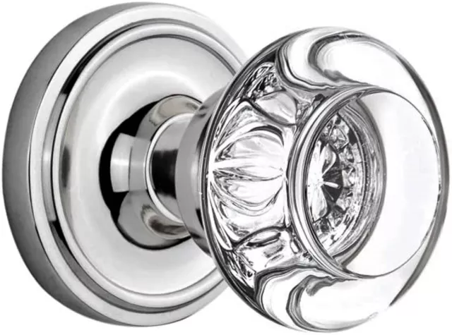 712202 Nostalgic Warehouse Rope Rosette with Round Clear Crystal Glass Knob Pass