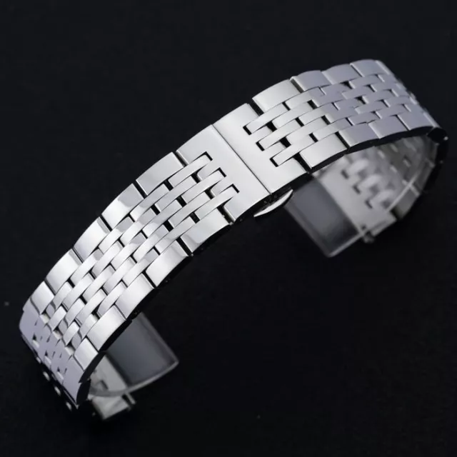 Bracelet de montre en acier inoxydable avec boucle papillon, 12-24 mm