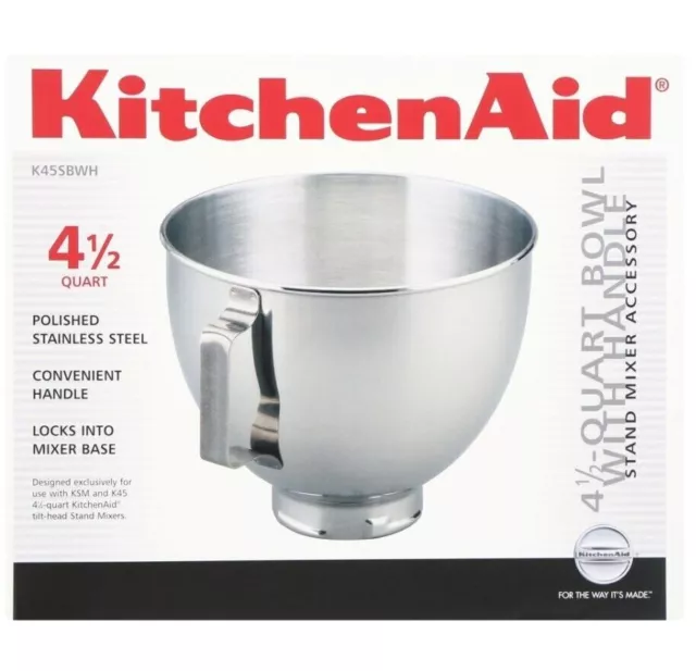 KitchenAid Stainless Steel Bowl , 4.5-Quart, Silver, Polished - NEW, open box