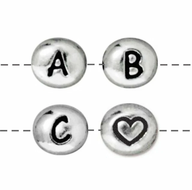 TierraCast Letter Bead, Antiqued Rhodium or White Bronze Plated Pewter (T904)