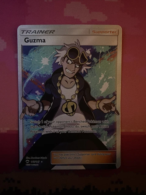 Pokemon Card Guzma 143/147 Crimson Invasion Ultra Rare Full Art Near Mint