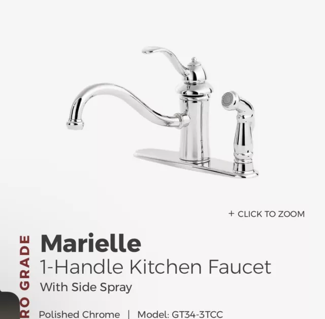 Pfister GT34-4TCC Polished Chrome Marielle 1-Handle Kitchen Faucet W/ Side Spray