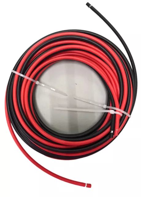 10 AWG Black+Red Solar Panel Extension Cable Silicone Flexible Wire No Connector