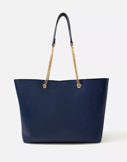 Monsoon Accessorize Chain tote bag blue dark large Elegant gold chain