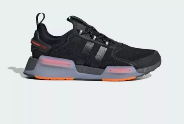 Adidas Originals NMD_R1 V3  Black & Flash Orange Men's Trainers | Size UK8 EU42