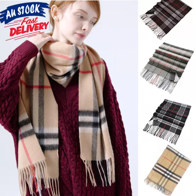 Pashmina Womens Scarf Warm Shawl Neck Lady Wrap Plaid Tartan Soft Stole Checked